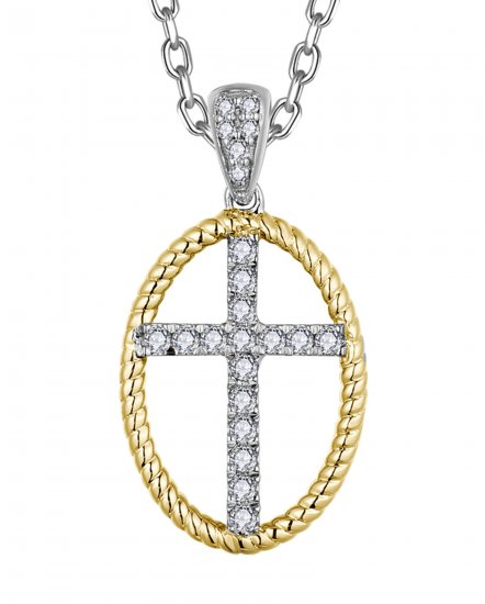 OVAL STYLE CROSS DIAMOND PENDANT (TP3805)